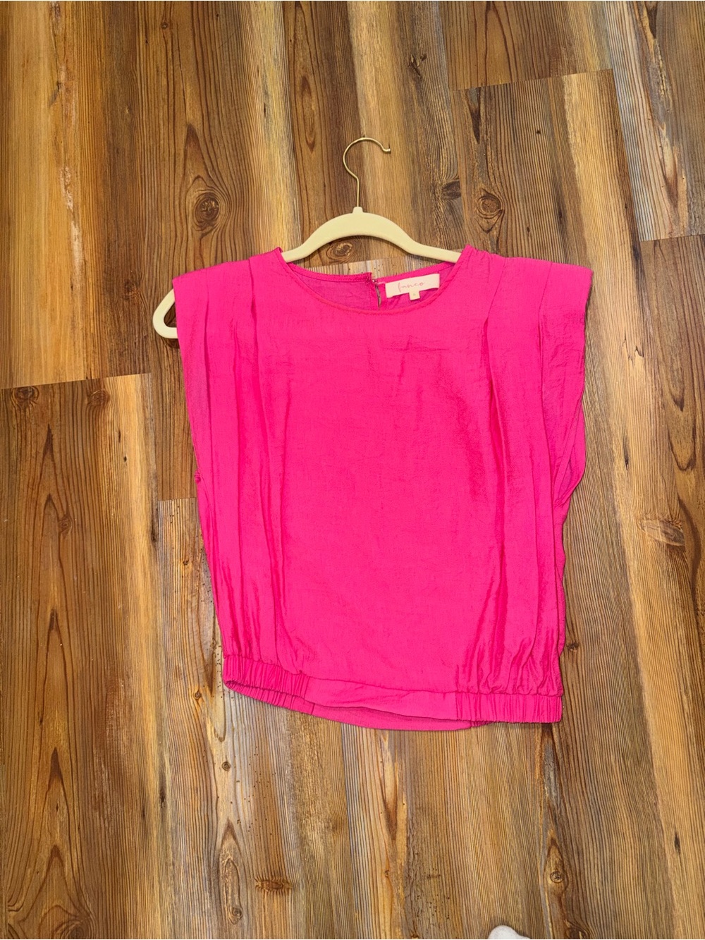 Sleeveless Hot Pink Elastic-Hem Blouse